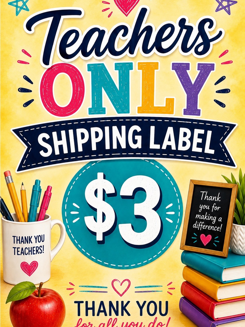 Teachers Only Shipping Label
